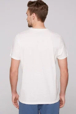 CAMP DAVID & SOCCX T-Shirt mit V-Neck und Print Artwork | XXL ivory Clearance