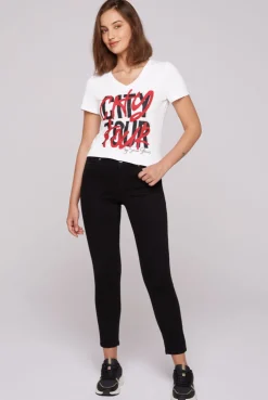CAMP DAVID & SOCCX T-Shirt mit Wording Print und Schmucksteinen opticwhite Flash Sale