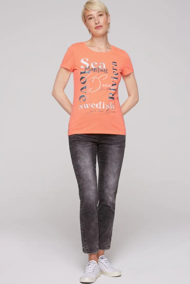 CAMP DAVID & SOCCX T-Shirt mit Wording Print neon orange neonorange Best