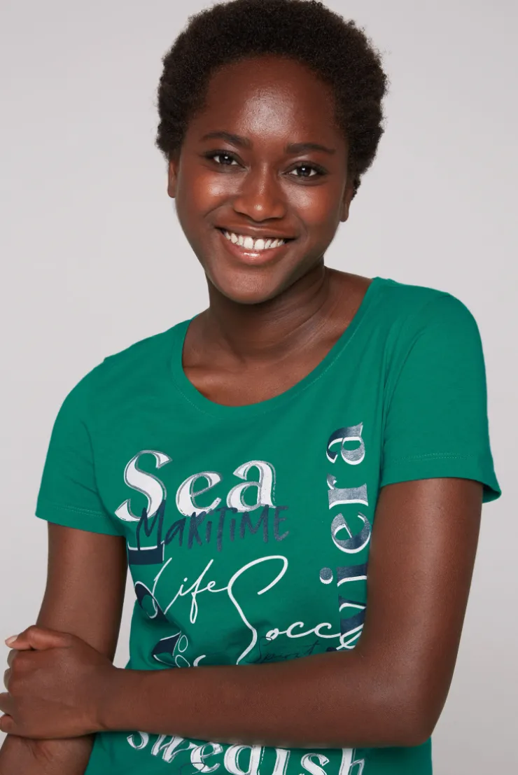 CAMP DAVID & SOCCX T-Shirt mit Wording Print bottle green bottlegreen Cheap