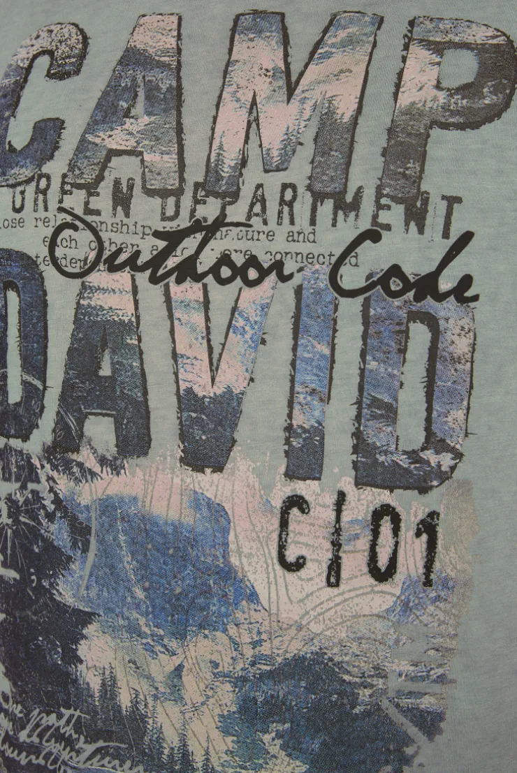 CAMP DAVID & SOCCX T-Shirt Oil Dyed mit Photoprint deep forest deepforest Store