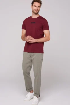 CAMP DAVID & SOCCX T-Shirt Rundhals mit Logo Print burgundy Best Sale