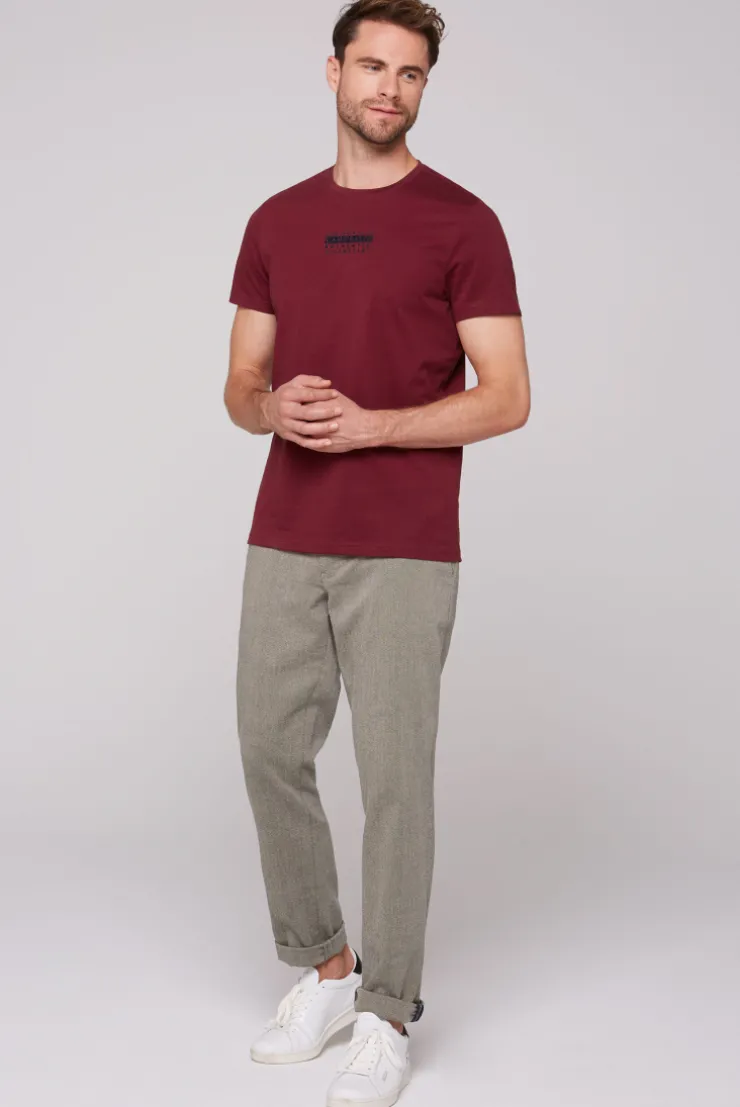 CAMP DAVID & SOCCX T-Shirt Rundhals mit Logo Print burgundy Best Sale
