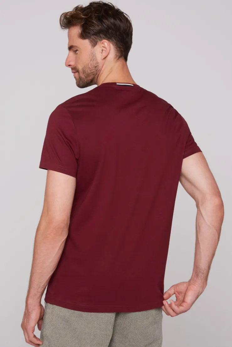 CAMP DAVID & SOCCX T-Shirt Rundhals mit Logo Print burgundy Best Sale