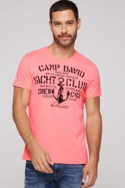 CAMP DAVID & SOCCX T-Shirt Rundhals mit Used Print neon pink | S neonpink Discount
