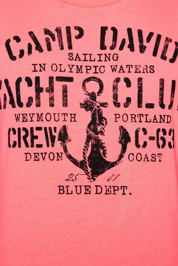 CAMP DAVID & SOCCX T-Shirt Rundhals mit Used Print neon pink | S neonpink Discount