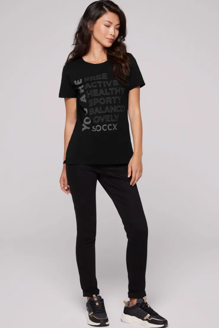 CAMP DAVID & SOCCX T-Shirt Rundhals mit Wording Print black Outlet