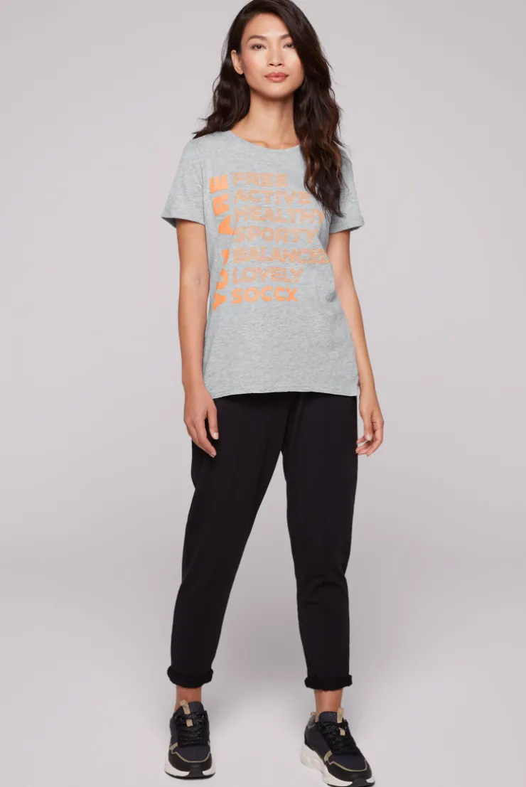 CAMP DAVID & SOCCX T-Shirt Rundhals mit Wording Print grey melange greymelange Hot