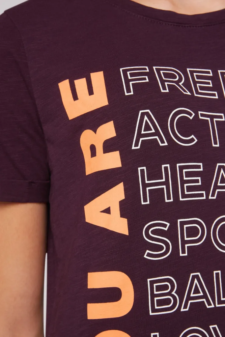 CAMP DAVID & SOCCX T-Shirt Rundhals mit Wording Print deep plum deepplum Outlet