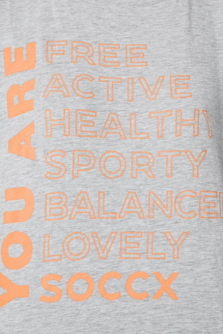 CAMP DAVID & SOCCX T-Shirt Rundhals mit Wording Print grey melange greymelange Flash Sale