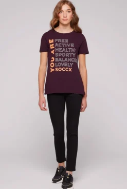 CAMP DAVID & SOCCX T-Shirt Rundhals mit Wording Print deep plum deepplum Hot