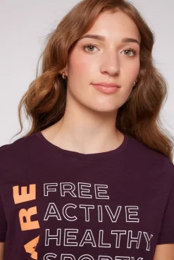 CAMP DAVID & SOCCX T-Shirt Rundhals mit Wording Print deep plum deepplum Hot
