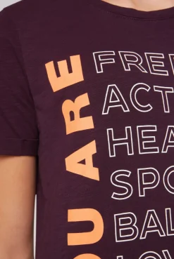 CAMP DAVID & SOCCX T-Shirt Rundhals mit Wording Print deep plum deepplum Hot