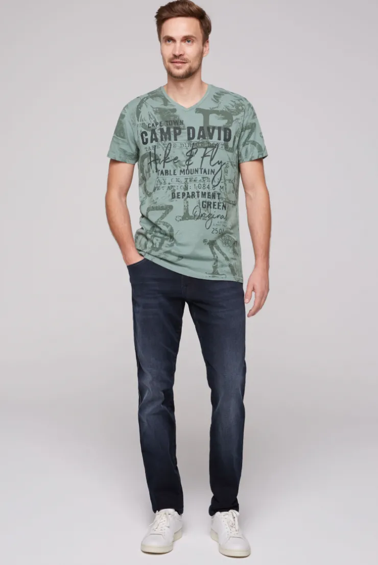 CAMP DAVID & SOCCX T-Shirt V-Neck mit All Over Print teal Best