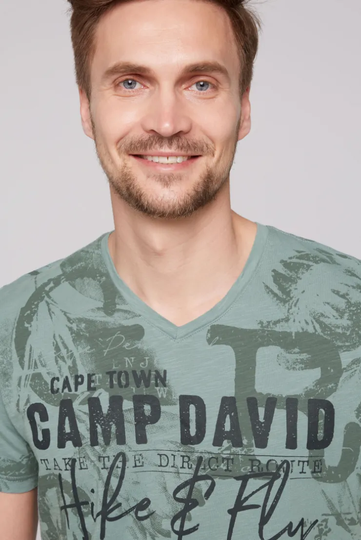 CAMP DAVID & SOCCX T-Shirt V-Neck mit All Over Print teal Best
