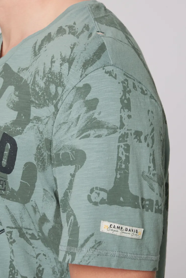 CAMP DAVID & SOCCX T-Shirt V-Neck mit All Over Print teal Best