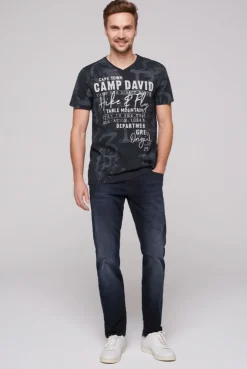 CAMP DAVID & SOCCX T-Shirt V-Neck mit All Over Print blue navy bluenavy Shop