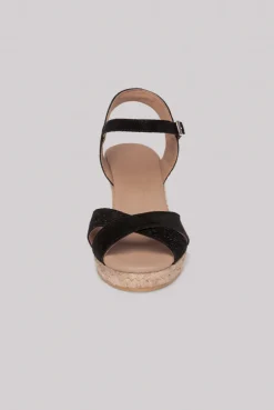 CAMP DAVID & SOCCX Veloursleder-Espadrille mit Keilabsatz black Fashion