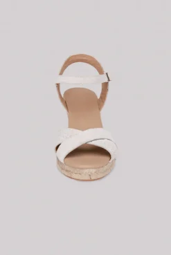 CAMP DAVID & SOCCX Veloursleder-Espadrille mit Keilabsatz ivory Cheap