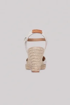 CAMP DAVID & SOCCX Veloursleder-Espadrille mit Keilabsatz ivory Cheap