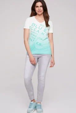 CAMP DAVID & SOCCX V-Shirt Dip Dye mit Anker-Print ivory New
