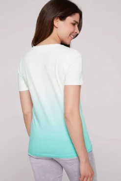 CAMP DAVID & SOCCX V-Shirt Dip Dye mit Anker-Print ivory New