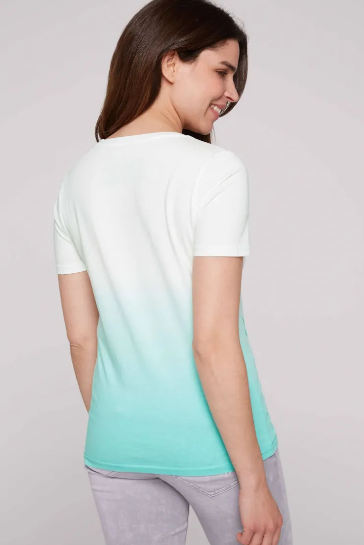 CAMP DAVID & SOCCX V-Shirt Dip Dye mit Anker-Print ivory New