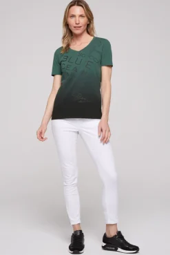 CAMP DAVID & SOCCX V-Shirt Dip Dye mit Anker-Print dark green darkgreen Flash Sale