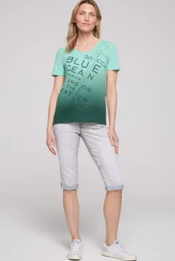 CAMP DAVID & SOCCX V-Shirt Dip Dye mit Anker-Print flash aqua flashaqua Online