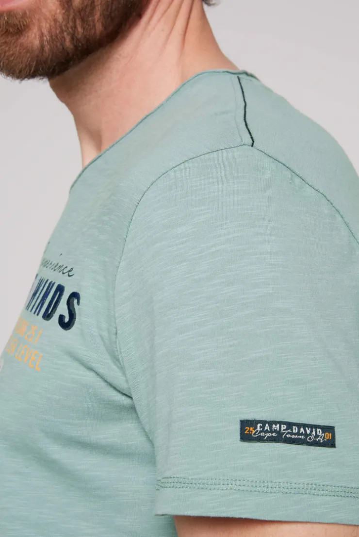 CAMP DAVID & SOCCX V-Shirt mit Flockprint teal Cheap