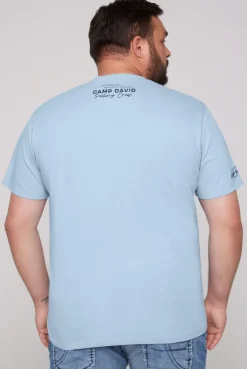 CAMP DAVID & SOCCX V-Shirt mit kleinen Rubber Prints summer blue summerblue New