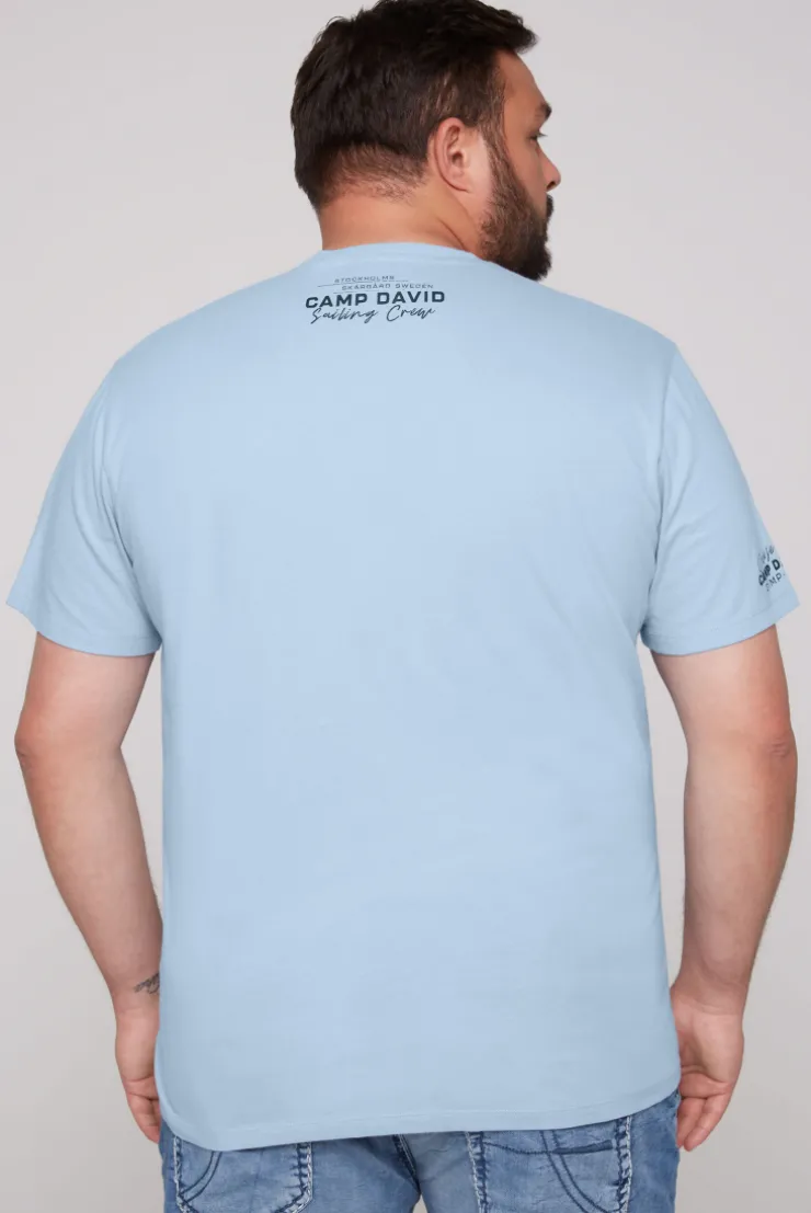 CAMP DAVID & SOCCX V-Shirt mit kleinen Rubber Prints summer blue summerblue New