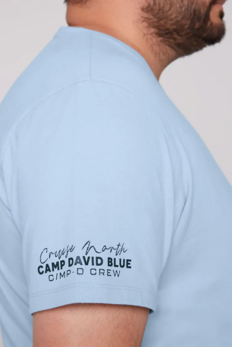 CAMP DAVID & SOCCX V-Shirt mit kleinen Rubber Prints summer blue summerblue New