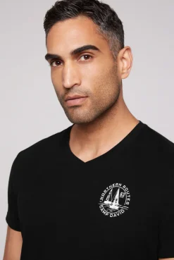 CAMP DAVID & SOCCX V-Shirt mit kleinen Rubber Prints black Flash Sale