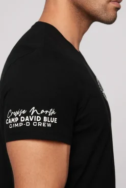 CAMP DAVID & SOCCX V-Shirt mit kleinen Rubber Prints black Flash Sale