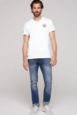 CAMP DAVID & SOCCX V-Shirt mit kleinen Rubber Prints opticwhite Sale