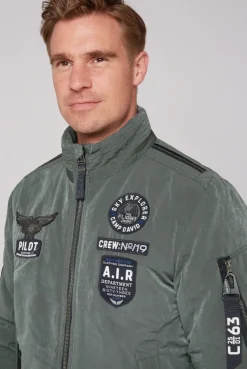 CAMP DAVID & SOCCX Wattierter Fliegerblouson mit Patches khale green khalegreen Best Sale