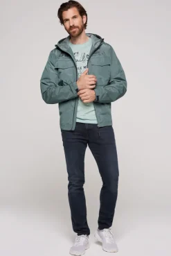 CAMP DAVID & SOCCX Windbreaker-Jacke mit Kapuze und Rückenprint teal Clearance