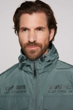 CAMP DAVID & SOCCX Windbreaker-Jacke mit Kapuze und Rückenprint teal Clearance
