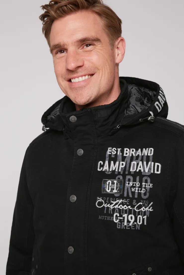 CAMP DAVID & SOCCX Winterblouson mit abtrennbarer Kapuze und Artworks black Sale