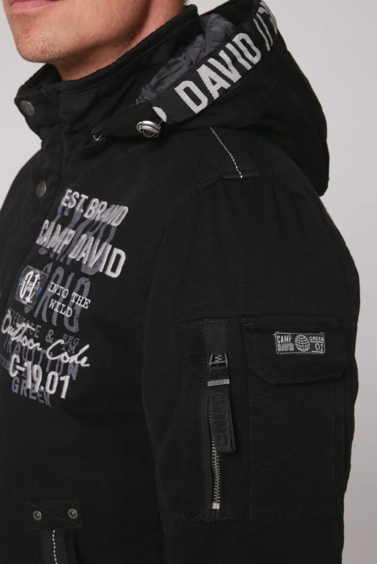 CAMP DAVID & SOCCX Winterblouson mit abtrennbarer Kapuze und Artworks black Sale